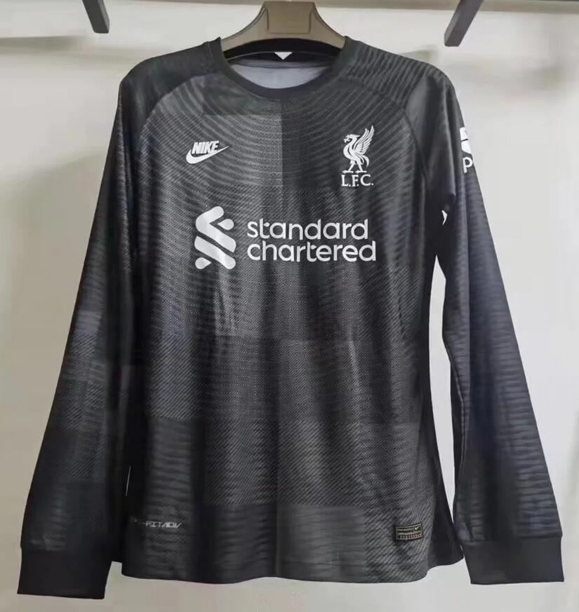 2021/22 Liverpool Long Sleeve Black Goalkeeper Soccer Jersey Shirt Player Version